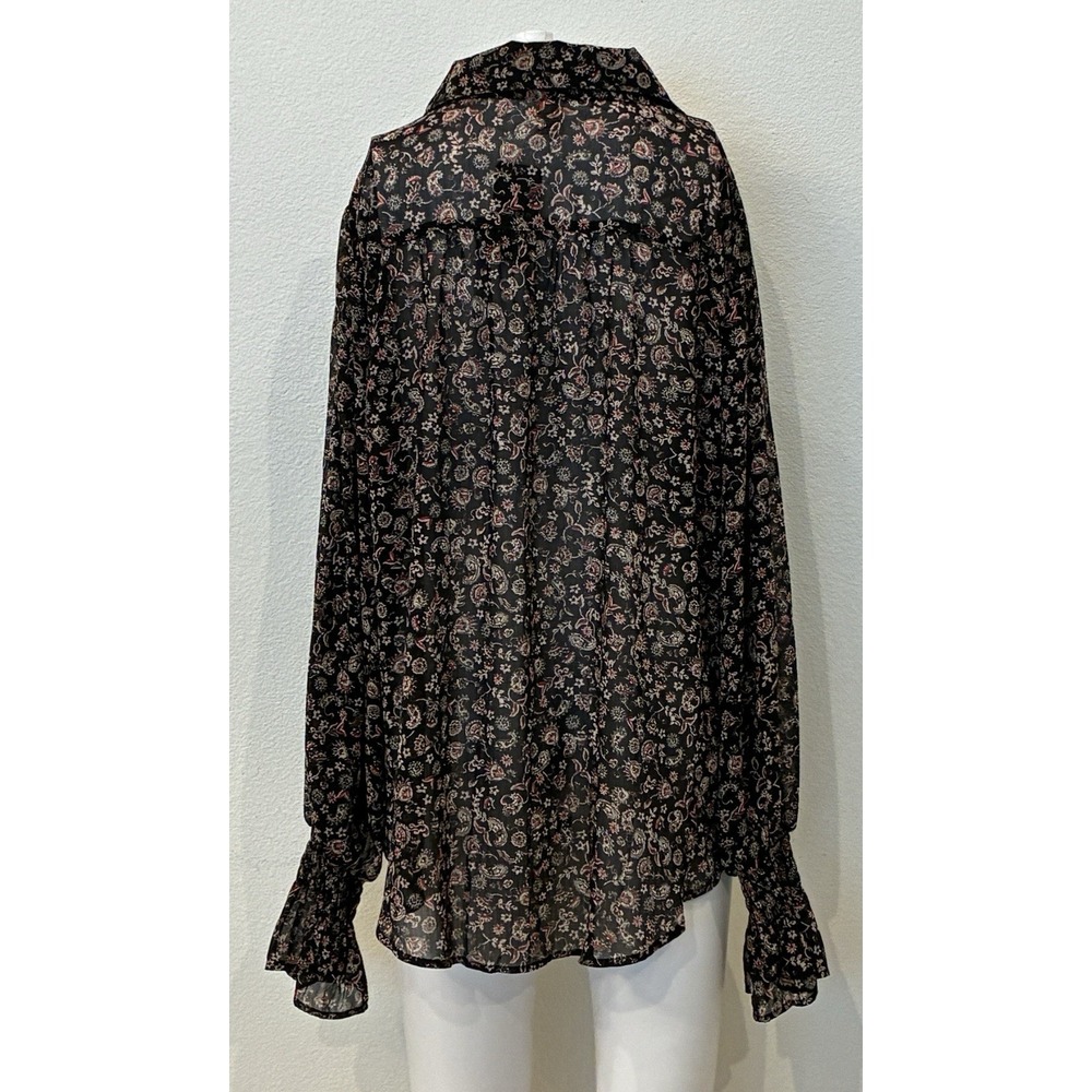 New Torrid Festi Sheer Chiffon Black Paisley Blouse Size 1X  Romantic Dark Fairy - Picture 6 of 11